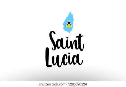 Saint Lucia country big text with flag inside map suitable for a logo icon design