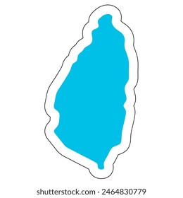 Saint Lucia country silhouette. High detailed map. Solid blue vector sticker with white contour isolated on white background.