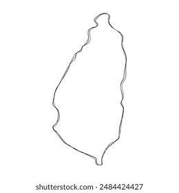 Saint Lucia country simplified map.Thin triple pencil sketch outline isolated on white background. Simple vector icon