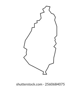 Saint Lucia country thin black outline silhouette. Simplified map. Vector icon isolated on white background.