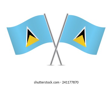 Saint Lucia crossed flags on a white background. Vector icon set. Vector illustration.