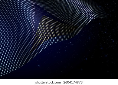 Saint Lucia digital flag made of dots, waving over a starry dark background