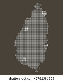 Saint Lucia dotted map brown vintage dark background retro style