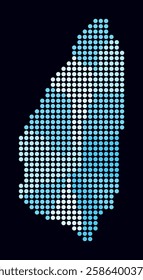 Saint Lucia dotted map. Digital style map of the country on dark background. Saint Lucia shape with circle dots. Colored dots style. Large size circles. Abstract vector illustration.