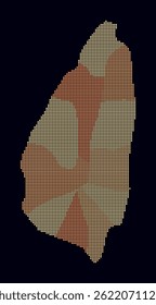 Saint Lucia dotted map. Digital style map of the country on dark background. Saint Lucia shape with circle dots. Colored dots style. Small size circles. Beautiful vector illustration.