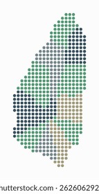 Saint Lucia dotted map. Digital style map of the country on white background. Saint Lucia shape with circle dots. Colored dots style. Large size circles. Awesome vector illustration.