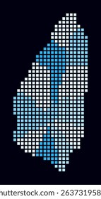 Saint Lucia dotted map. Digital style map of the country on dark background. Saint Lucia shape with square dots. Colored dots style. Large size squares. Classy vector illustration.