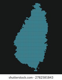 Saint Lucia dotted map light blue neon dark background digital style