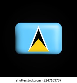 Saint Lucia Flag 3D Icon. National Flag of Saint Lucia. Vector illustration