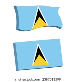 Saint Lucia Flag 3d shape vector illustration