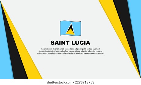 Plantilla de diseño de fondo de resumen de la bandera de Santa Lucía. Ilustración del vector de caricaturas del Día de la Independencia de Santa Lucía. Bandera de Santa Lucía