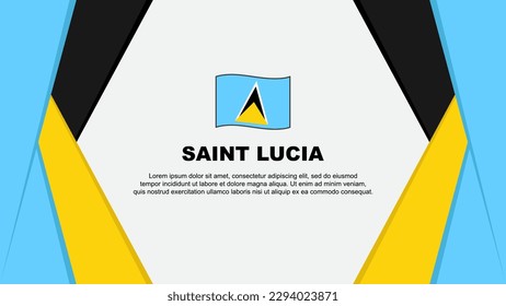 Plantilla de diseño de fondo de resumen de la bandera de Santa Lucía. Ilustración del vector de caricaturas del Día de la Independencia de Santa Lucía. Antecedentes de Santa Lucía