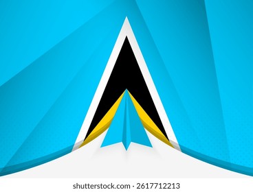 Saint Lucia Flag with Abstract Paper Airplane Design, National Flag in a geometric folded paper style. Vector illustration.