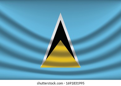 Saint Lucia flag background with cloth texture.Saint Lucia Flag vector illustration eps10. - Vector