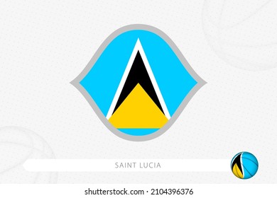 Saint Lucia flag for basketball competition on gray basketball background. Sports vector illustration.