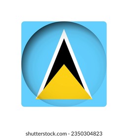 Saint Lucia flag - behind the cut circle paper hole with inner shadow.