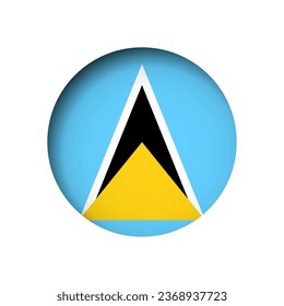 Saint Lucia flag - behind the cut circle paper hole with inner shadow.