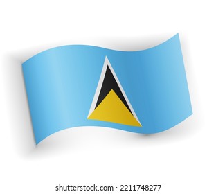 Saint Lucia flag bended and lying on white background