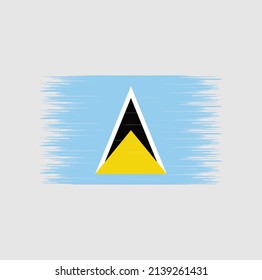 Saint Lucia Flag Brush Strokes. National Flag