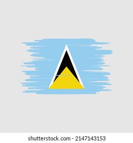 Saint Lucia Flag Brush Strokes. National Flag