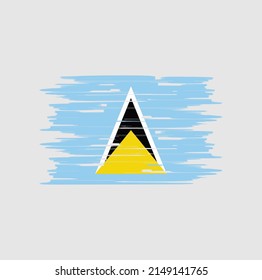 Saint Lucia Flag Brush Vector. National Flag