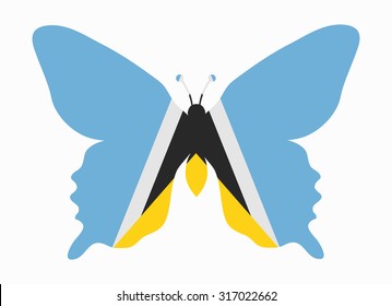 saint lucia flag butterfly