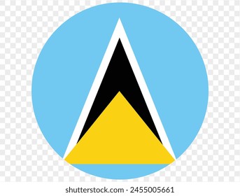 Saint Lucia flag button on png or transparent background. vector illustration. 