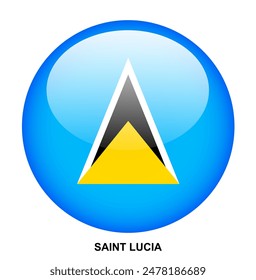 SAINT LUCIA Flagge Button auf weißem Hintergrund