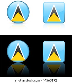 Saint Lucia Flag Buttons on White and Black Background Original Vector Illustration AI8 Compatible