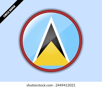 Saint Lucia flag circle badge, vector design, oval Saint Lucia emblem, rounded sign with reflection, patriotism and trade concept, logo with country flag
