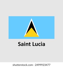 Saint Lucia Fahne Design, Vektorgrafik auf grauem Hintergrund für Grafik- und Webdesign.
