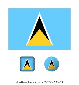 Saint Lucia Flag Flat Icons Collection