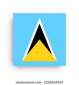 Bandera de Santa Lucía - plaza vectorial plana con esquinas nítidas y sombra caída.