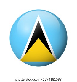 Saint Lucia flag - glossy circle badge. Vector icon.