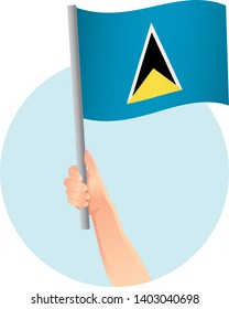 Saint Lucia flag in hand icon