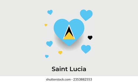 Saint Lucia flag heart shape country icon vector illustration