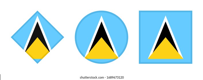 saint lucia flag icon set, isolated on white background