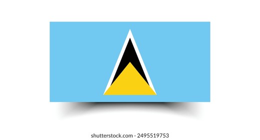 Saint Lucia flag. Flag of Saint Lucia. Flag icon. Standard color. Standard size. A rectangular flag. Computer illustration. Digital illustration. Vector illustration.