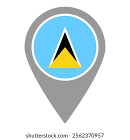 Saint Lucia flag location pin, flag application, Flag on Location Pin, graphic design, map pointer, vector illustration.