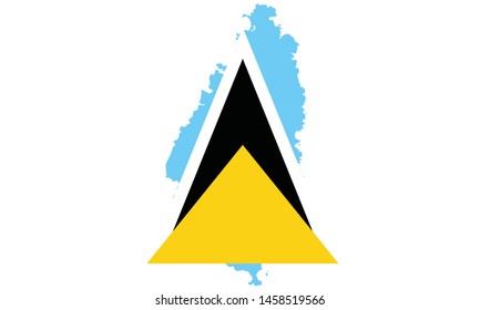 Saint Lucia Flag and Map combine 