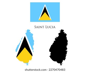 saint lucia flag and map illustration vector