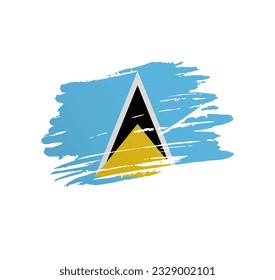 Saint Lucia flag - nation vector country flag trextured in grunge scratchy brush stroke.