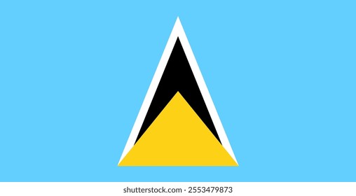 Saint Lucia flag in official colors, dimensions and aspect ratio. Vector flag symbolizing national pride, identity, heritage, patriotism and authority