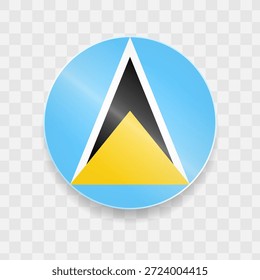 St. Lucia Flagge auf Knopf glänzendes Glas