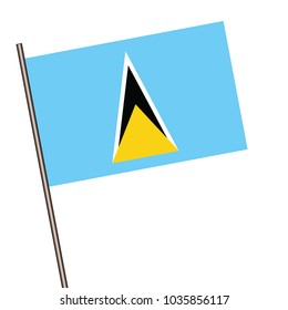 Saint Lucia flag on the flagpole. Official colors and proportion correctly. waving of Belize flag on flagpole, vector illustration isolate on white background.