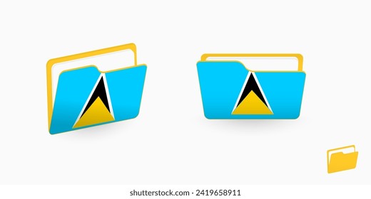 Saint Lucia flag on two type of folder icon. Vector illustration.