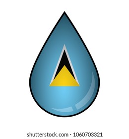 The Saint Lucia flag painted on 3D water drop