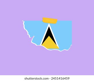 Saint Lucia flag paper texture, single-piece element, vector design, Saint Lucia flag taped on wall, decoration or celebration idea