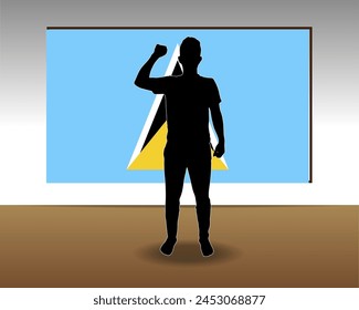 Saint Lucia flag paper texture, single-piece element, vector design, Saint Lucia flag taped on wall, decoration or celebration idea