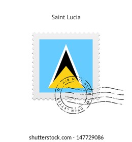 Saint Lucia Flag Postage Stamp on white background. Vector illustration.